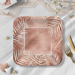 Assiettes En Carton Mariage de feuille de palme luxuriante Frame Terra