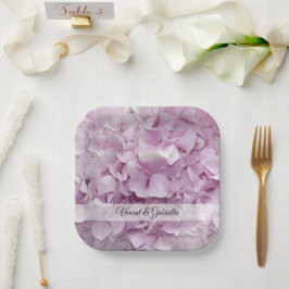 Assiettes En Carton Mariage de fleurs d'Hydrangée rose douce