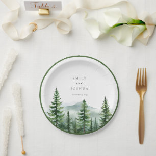 Assiettes En Carton Mariage de forêt de pins rustiques