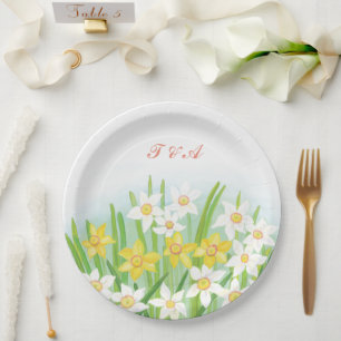 Assiettes En Carton Mariage de jonquilles de printemps
