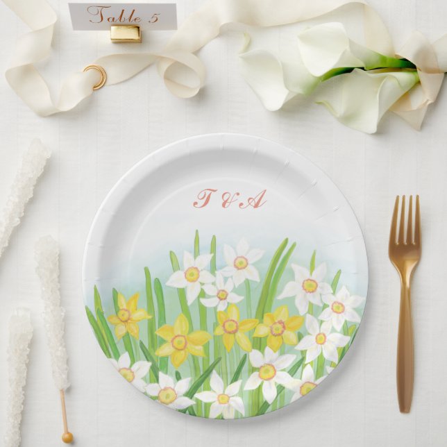 Assiettes En Carton Mariage de jonquilles de printemps (Mariage)