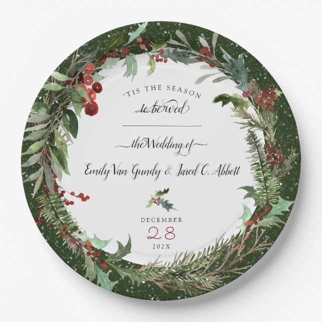 Assiettes En Carton Mariage de la saison de Noël 2 (Devant)