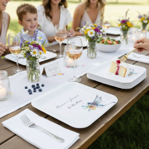 Assiettes En Carton Mariage de libellules, personnalisé