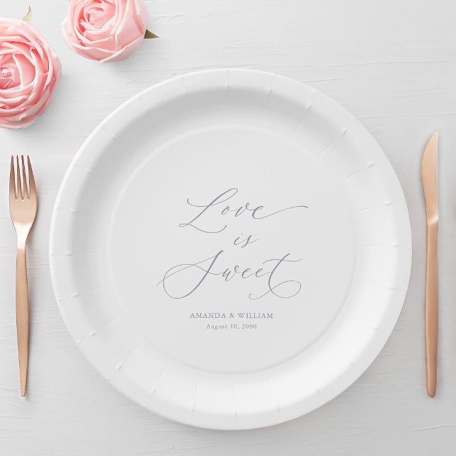 Assiettes En Carton Mariage de luxe "L'amour est doux" (Créateur téléchargé)