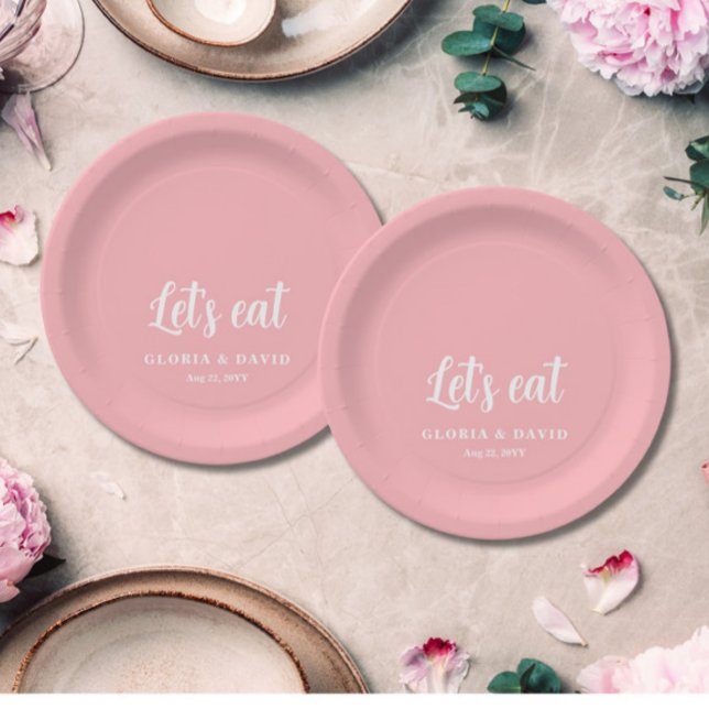 Assiettes En Carton Mariage de Merci rose (Créateur téléchargé)