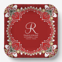 Mariage de monogramme Batik de Bohême Rouge
