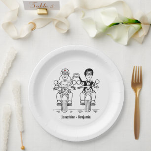 Assiettes En Carton Mariage de motard en moto