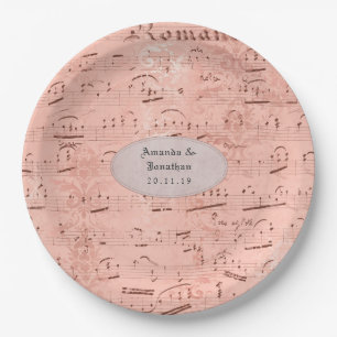 Assiettes En Carton Mariage de musique Vintage rose Gold