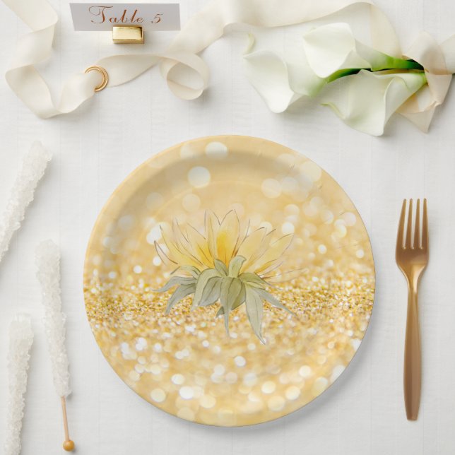 Assiettes En Carton Mariage de Parties scintillant de luxe Sunflower G (Mariage)