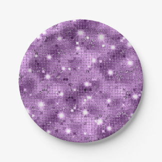Assiettes En Carton Mariage de Parties scintillant de séquence violet