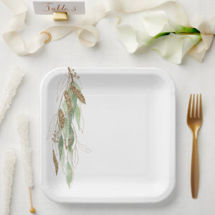 Assiettes En Carton Mariage de Parties scintillant Glitzy Eucalyptus o