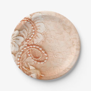 Assiettes En Carton Mariage de perles et dentelles   pêche parfaite