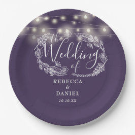 Assiettes En Carton Mariage de script floral violet