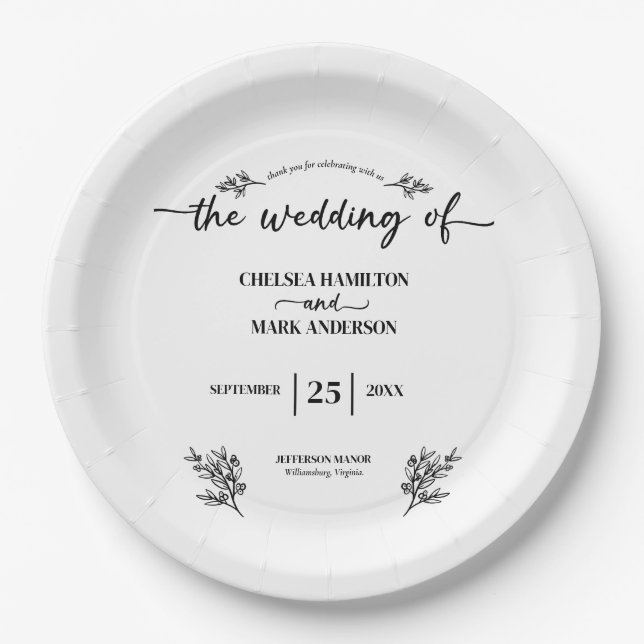 Assiettes En Carton Mariage de style bohème tendance (Devant)