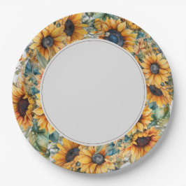 Assiettes En Carton Mariage de tournesol rustique
