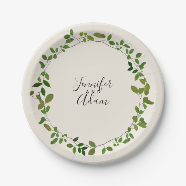 Assiettes En Carton Mariage de verdure botanique (Devant)