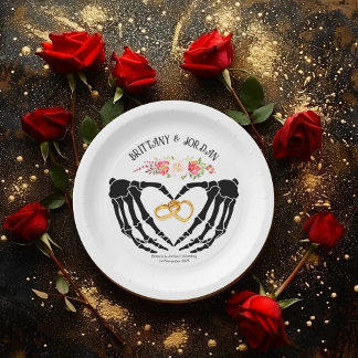 Assiettes En Carton Mariage des mains de squelette gothique clair