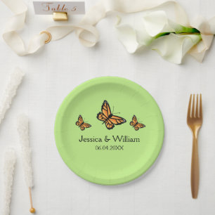 Assiettes En Carton Mariage des papillons Monarque orange