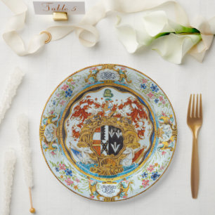 Assiettes En Carton Mariage Dîner De Repas Raffiné Armoiries