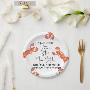 Assiettes En Carton Mariage Douillette aux Homards à l'aquarelle