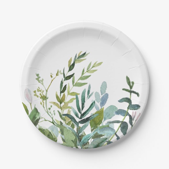 Assiettes En Carton Mariage du bouquet de verdure d'été (Devant)
