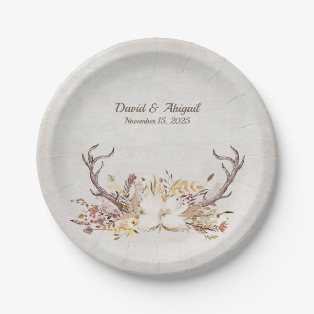Assiettes En Carton Mariage du cerf d'automne (Devant)