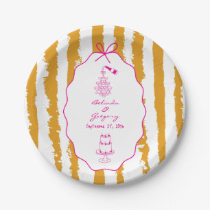 Assiettes En Carton Mariage écriture manuscrite rayures capricieuses 