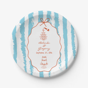 Assiettes En Carton Mariage écriture manuscrite rayures capricieuses 