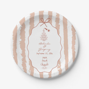 Assiettes En Carton Mariage écriture manuscrite rayures fantaisistes 