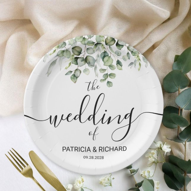 Assiettes En Carton Mariage Élégant à la Verdure (Créateur téléchargé)