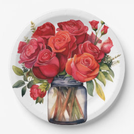 Assiettes En Carton Mariage élégant de Red Roses
