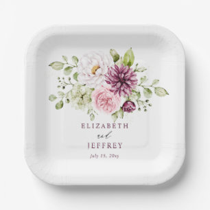 Assiettes En Carton Mariage Élégant Fleur de Prunier Automne Hiver