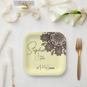 Assiettes En Carton Mariage élégant inspiré par Mandala