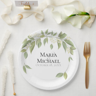 Assiettes En Carton Mariage Elégant Rustique Eucalyptus Botanique