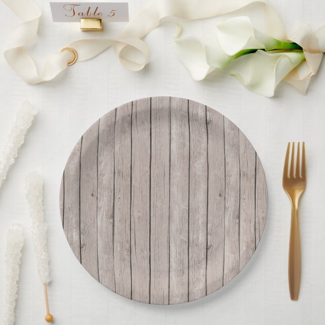 Assiettes En Carton Mariage en bois Brown rustique (Mariage)