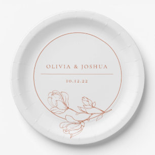 Assiettes En Carton Mariage en terre cuite Floral Personnalisé