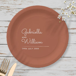 Assiettes En Carton Mariage en terre cuite simple et élégant