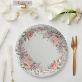 Assiettes En Carton Mariage estival élégant à motif floral de fleurs s