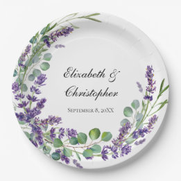 Assiettes En Carton Mariage Eucalyptus Boho Personnalisé