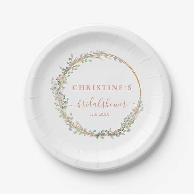 Assiettes En Carton Mariage eucalyptus simple et élégant (Devant)