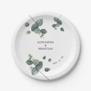 Assiettes En Carton Mariage Eucalyptus verdoyant