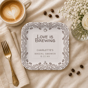 Assiettes En Carton Mariage Fantaisiste Brun L'Amour Est En Train De S