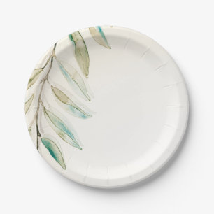 Assiettes En Carton Mariage feuilles d'eucalyptus verdure moderne vint