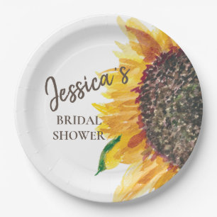 Assiettes En Carton Mariage Fleur de Tournesol Jaune Marron Blanc