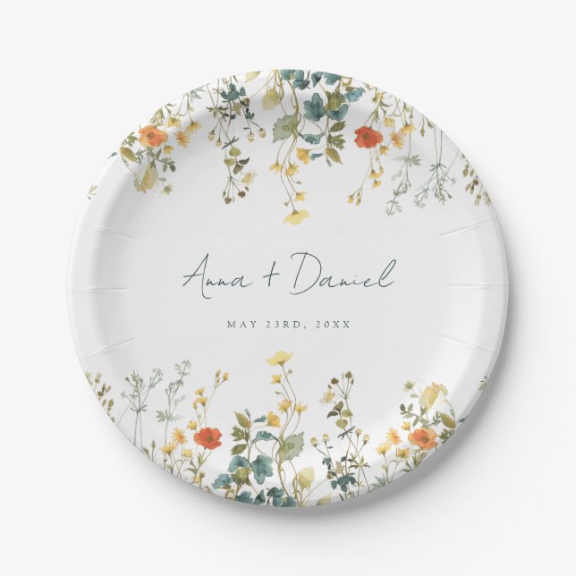 Assiettes En Carton Mariage fleur sauvage (Devant)