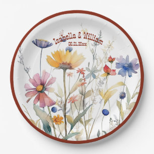 Assiettes En Carton Mariage Fleur sauvage personnalisé Terra Cotta Fal