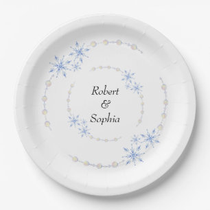 Assiettes En Carton Mariage Flocon de Neige d'Hiver