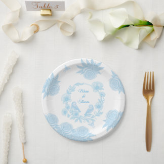Assiettes En Carton Mariage Floral Bleu Romantique