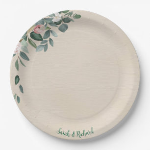 Assiettes En Carton Mariage floral Blush Sage
