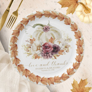 Assiettes En Carton Mariage Floral Citrouille Amour et Merci